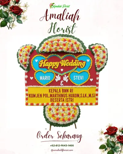 Karangan Papan Bunga Pernikahan di Bunga Mekar